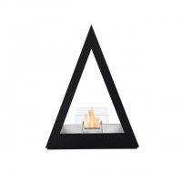 Factory direct Coated black outer frame tempered glass screen free standing bio ethanol fireplace