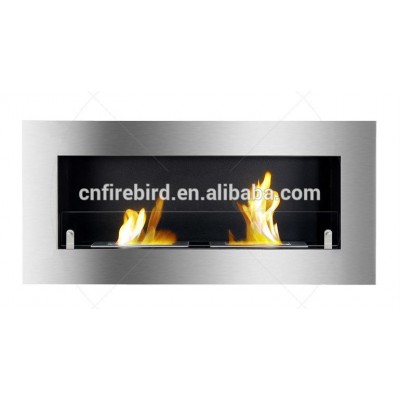 Wall mounted stainless steel bio ethanol fireplace VOG75 with 2 burners