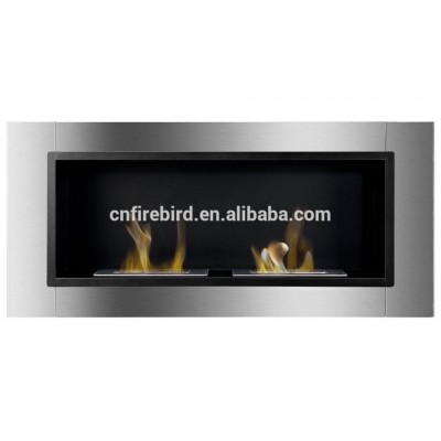 Wall mounted stainless steel bio ethanol fireplace FD30 with 2 burners